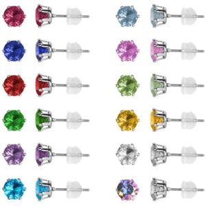 Aramat Jewels Oorbellen - Stalen Zirkonia Oorbellen rond - Roestvrij staal - Vrouwen - Kinderen - [3mm,4mm,5mm,6mm,7mm,8mm,9mm]