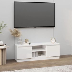 The Living Store TV-kast Classic - Deur - 102 x 30 x 36 cm - Wit bewerkt hout