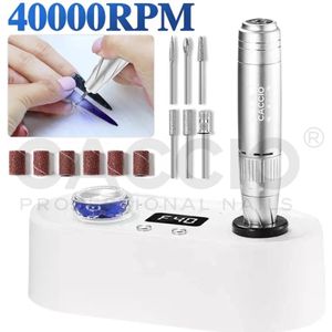 Elektrische Nagelfrees - Elektrische Nagelvijl - Nagelvijl Elektrische - Manicure set - 701 Wit - Manicure/pedicure voeten en handen Acrylnagels-Gelnagels - Nagels - Nail Drill Machine - 40000 RPM - Inclusief 6 bitjes - Vijl