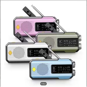 Noodradio met Zonnepaneel – 2000mAh Powerbank – Handcrank – AM/FM/NOAA Weeradio – LED Zaklamp (3 Modi) – SOS-Alarm – IPX4 – Type-C – Voor Kamperen & Noodsituaties