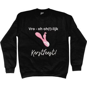 Foute Kersttrui – Humoristische ‘Vro-oh(!)-lijk Kerstfeest’ Sweater – Unisex – Kerst Cadeau – Comfortabel & Warm – Zwart