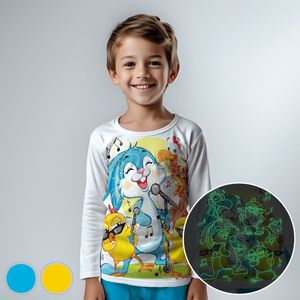 Bunny & the Chicks - Glow-in-the-dark pyjama - licht blauw - maat 110-116 - 5 jaar - 100% katoen