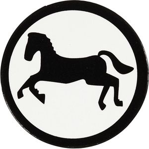 Label, wit/zwart, d: 25 mm, paard, 20stuks [HOB-587017]