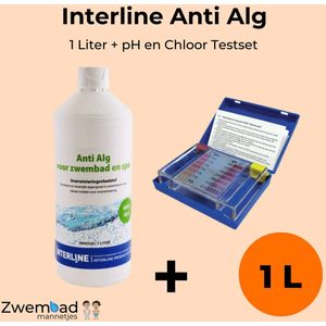 Interline Anti Alg 1 liter - Inclusief pH & Chloor Testset - Anti Alg voor zwembad - Algenbestrijding - Inclusief Anti Alg doseerschema