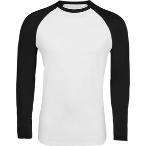 SOLS Heren Funky Contrast T-Shirt met lange mouwen (Wit/diep zwart)