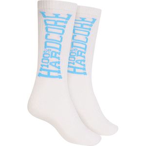 100% Hardcore Sport Sokken Essential Wit/Blauw - Maat: 39-42