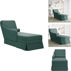 vidaXL Chaise Longue - Chaise Longues - Chaise Lounge Stoel - Chaise Lounge Fauteuil - Chaise longue met bolster&rechterarmleuning fluweel donkergroen