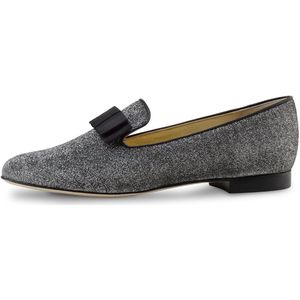Werner Kern Linn Loafers Dames met Glitters - Dames Instappers - Grijs Brokaat - Nette Damesschoenen - Werner Kern Ballerinas - Zwart/zilver - 37