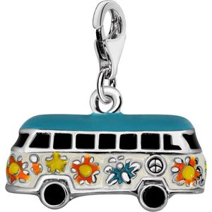 Quiges – 925 - Zilver – Charm - Bedel - Hanger - Hippie Bus - met – sterling - zilver - karabijnslot - geschikt - voor - Zinzi, Thomas – Sabo - Ti Sento - Bedelarmband HC320