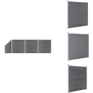 vidaXL Schuttingset - Schuttingsets - Houten Schutting - Houten Schuttingen - Schuttingset 3 vierkant en 1 schuin 619x186 cm HKC grijs