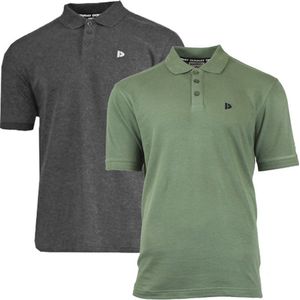 2-Pack Donnay - Polo (Noah) - Sportpolo - Heren - Charcoal/Army green (299) - maat L