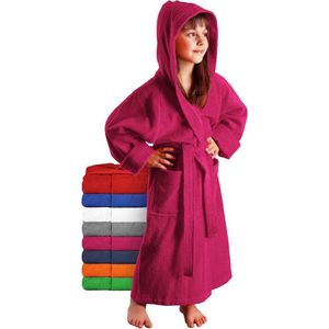 PolkaHome ® Kinderbadjas met Capuchon van Zacht Katoen in Verschillende Kleuren voor Jongens en Meisjes