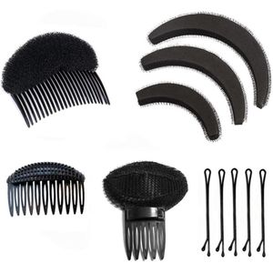 JGS Premium - Haar Styling Accessoires Set voor Volume Creëren - Haar Base Pads, Kam, Haarspelden - Paardenstaart Roller - Bun Maker - Houder voor Vrouwen en Meisjes