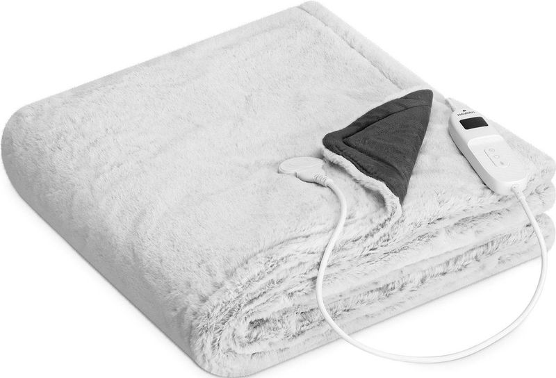 Navaris - XXL - Elektrische Deken - Grijs - 9 Warmtestanden, Timer, Wasbaar