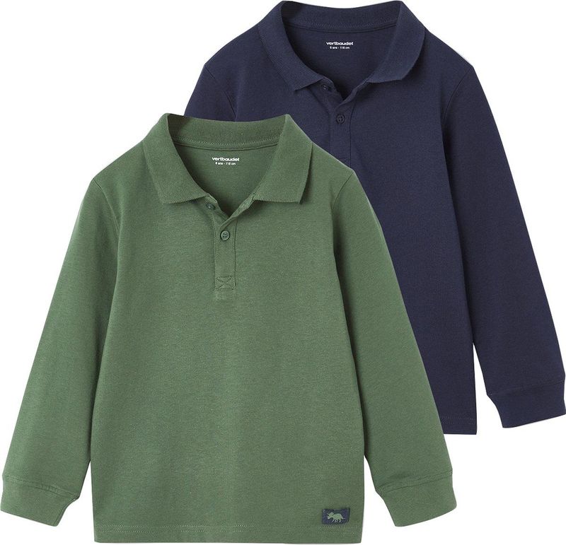 Poloshirts - Set van 2 - Jongens - Effen en Tweekleurig - Katoenjersey