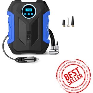 Draagbare luchtcompressor - Autobanden Pomp - Met Drukmeter - Voor auto, Motor, Fiets, Bal, Luchtbed - Blauw
