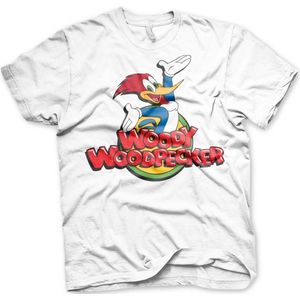 Woody Woodpecker Unisex Tshirt -XL- Classic Logo Wit
