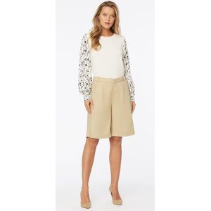 NYDJ Relaxed Bermuda Short Beige Stretch Linnen | Warm Sand