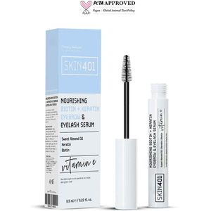 Skin401 Nourishing Biotin + Keratin Eyebrow & Eyelash Serum - Verstevigend Voedend Groei Wenkbrauw & Wimper Serum - Sweet Almond Oil (Zoete Amandelolie + Vitamine E - 6,5 ml