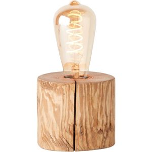 BRILLIANT lamp, Trabo tafellamp 10cm gebeitst grenen, hout, 1x A60, E27, 25W, normale lampen (niet inbegrepen), A++