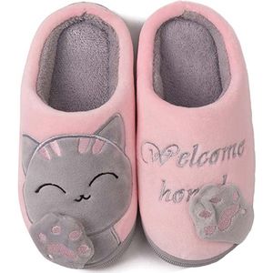 Bolture Winter Pluche Slippers - Lucky Cat Patroon - Indoor - Home - Memory Foam - Zacht - Warme - Pluche Schoenen - Slippers