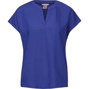 Street One QR Shirtblouse with splitneck solid - Dames Blouse - intense royal blue - Maat 40