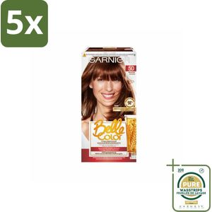 5 x Garnier - Belle Color 50 - Haarkleuring - Mahonie - Permanente Kleur - Grootverpakking - Haarverf - Permanente Haarkleur - Grijsdekking - Haarverf Mahonie - Haarverf Donkerbruin