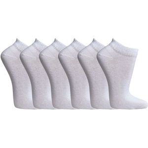 Katoenen sneakersokken | LYCRA ® | Merk: Socks4Fun | Maat: 35 t/m 50 | Kleur: Wit | 6 paar