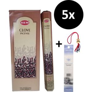Wierook - Wierookstokjes - 5 Kokers - 100 Stokjes + 5 Mini Stokjes En 1 Gelukspoppetje - Geur Clove - Kruidnagel