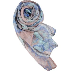 Nouka sjaal, peach met turquoise ethnic print
