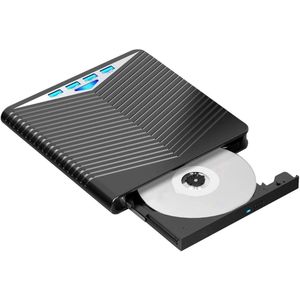 DrPhone FusionDrive 7-in-1 – USB C & USB 3.0 Externe DVD-Speler / Brander/ Lezer - Optische drive- RGB Verlichting – USB 3.0/ SD-kaartlezer/ SD-kaartslot - Geschikt Voor Windows 11, 10, 8, 7, Mac OS, Linux