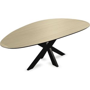 Melamine eettafel eiken licht - Kiezel Type A - Matrix dun onderstel - eiken tafel