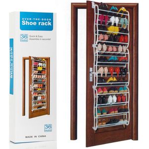 Hangend Schoenenrek - Wit - 12 Laags - Voor 36 Paar Schoenen - Metaal