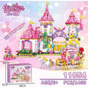 WOMA Fairy Land Castle - Kasteel bouwstenen - Bouwpakket - Bouwblokken - Bouwset - 3D puzzel - Mini blokjes - Compatibel met Lego bouwstenen - 1460 Stuks
