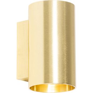 QAZQA sandy - Moderne Wandlamp Up Down voor binnen - 2 lichts - D 10 cm - Goud/messing - Woonkamer | Slaapkamer | Keuken