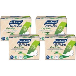 Vuokkoset maandverband 100% bio - 4 x 10 stuks  - lang vleugels - biologisch - ecologisch - eco - voordeelverpakking