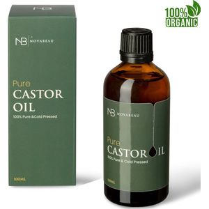 Novabeau Castor Olie - 100% Biologisch & Koudgeperst - Castor Oil voor Lichaam, Haar, Huid en Wimpers - Premium Kwaliteit - Wonderolie - Draagolie van 100ml