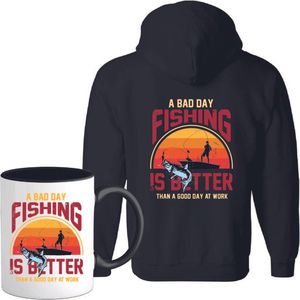 T-Shirtknaller Vest met koffiemok | A Bad Day Fishing - Vis / Vissen / Vishengel Kleding | Heren / Dames Vest Cadeau | Kleur zwart | Maat S
