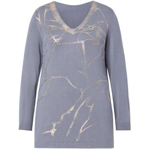 MIAMODA MIAMODA - Dames - Trui A-lijn metallic marmerpatroon - Loodgrijs - Maat 42+