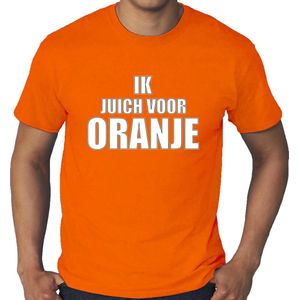 Grote maten oranje t-shirt Holland / Nederland supporter ik juich voor oranje EK/ WK voor heren XXXL