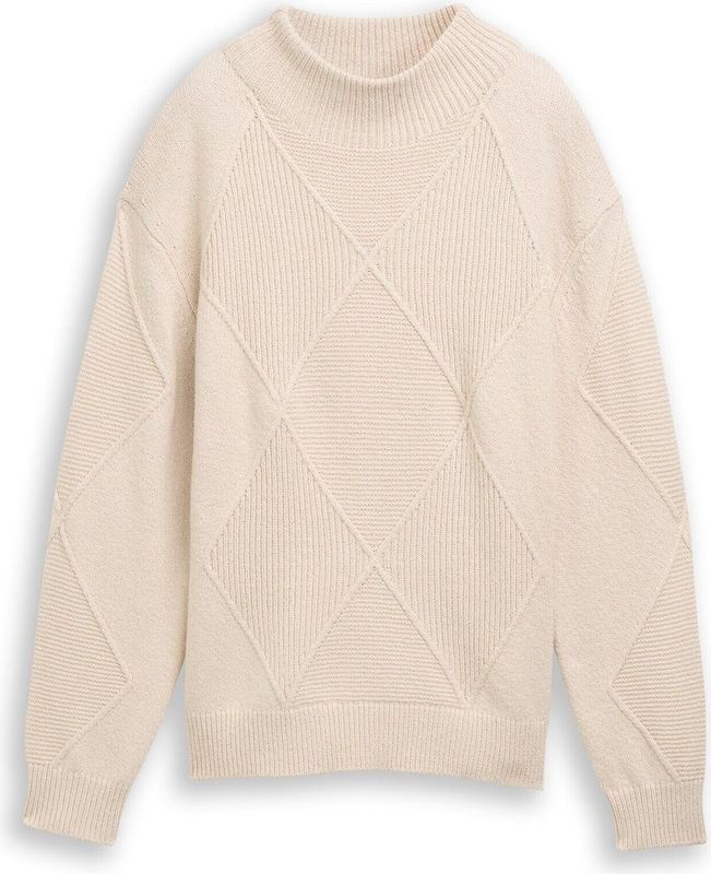 TOM TAILOR - Trui - Crème - Knitwear - Lange Mouw - Losse Pasvorm