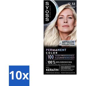 10 x SYOSS - Coloration 12-53 Platinum Pearl - Haarverf - Grijsdekking - Vermindert Haarbreuk - Haarverf - Grijsdekking - Permanent Haarverf - Keratine - Haarverf Grijs