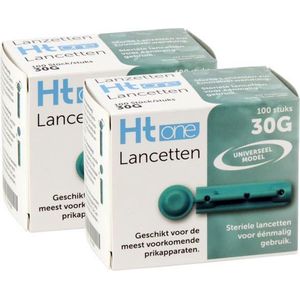 HT One - Lancetten - 30G - Per 2 x 100 Stuks - Extra Dunne Naald