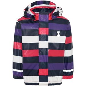 Paars / rood / zwart / wit gestreepte kinder regenjas Jane van Lego Duplo 92