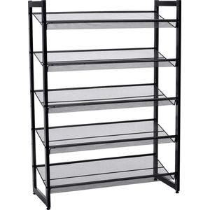 Hoppa! Stapelbaar 5 Laags Schoenenrek voor 20 Paar | Stapelbare Schoenen Schappen | 74 x 105 x 31 cm (BxHxD) | zwart