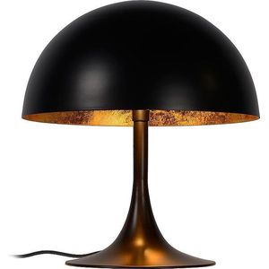 Atmooz - Tafellamp Braga - Slaapkamer / Woonkamer - Industrieel - Zwarte Buitenkant - Gouden Binnenkant - Hoogte 28cm - Metaal
