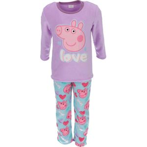 Peppa Pig Coral-Fleece Pyjama - Maat 98/104 - Polyester - Paars/Blauw - Meisjes