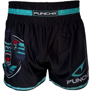 PunchR™ Beast Mode Muay Thai Fight Short Zwart Groen - S