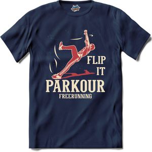 Flip it | Free Running - Free Runner - T-Shirt - Unisex - Navy Blue - Maat XL