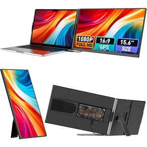 15.6 Inch - Draagbare Monitor - Extra Scherm Laptop - Opvouwbaar - Draagbare Monitor - Portable Monitor - met HDMI - Type C - USB-C - 1920x1080p - voor Laptop - Mac - Win - Chrome - Zwart